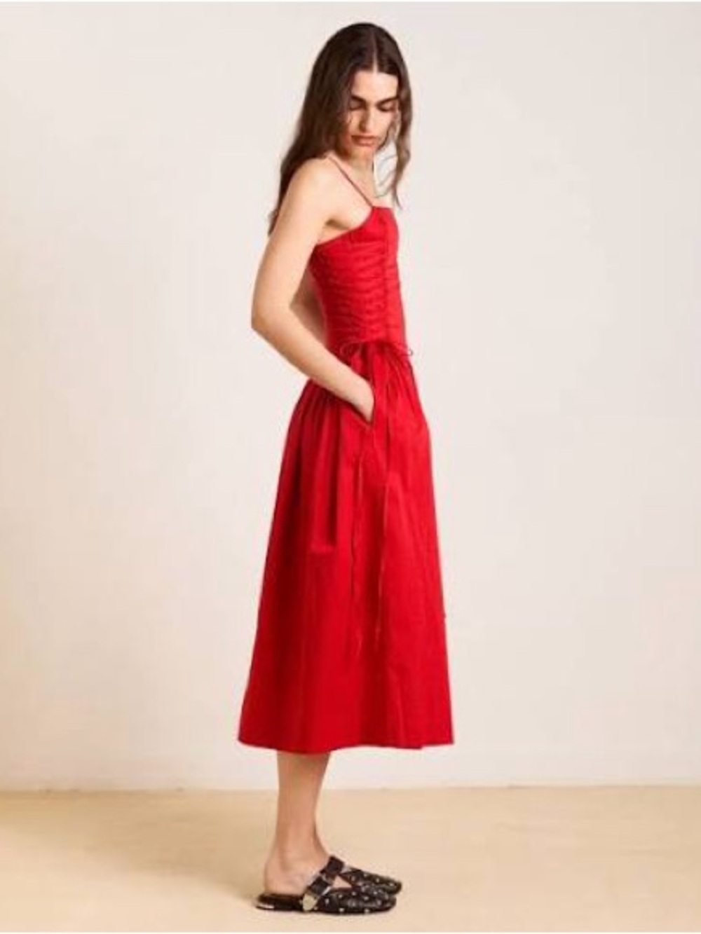 Angelina Midi Dress in Red - Picture 4 of 14